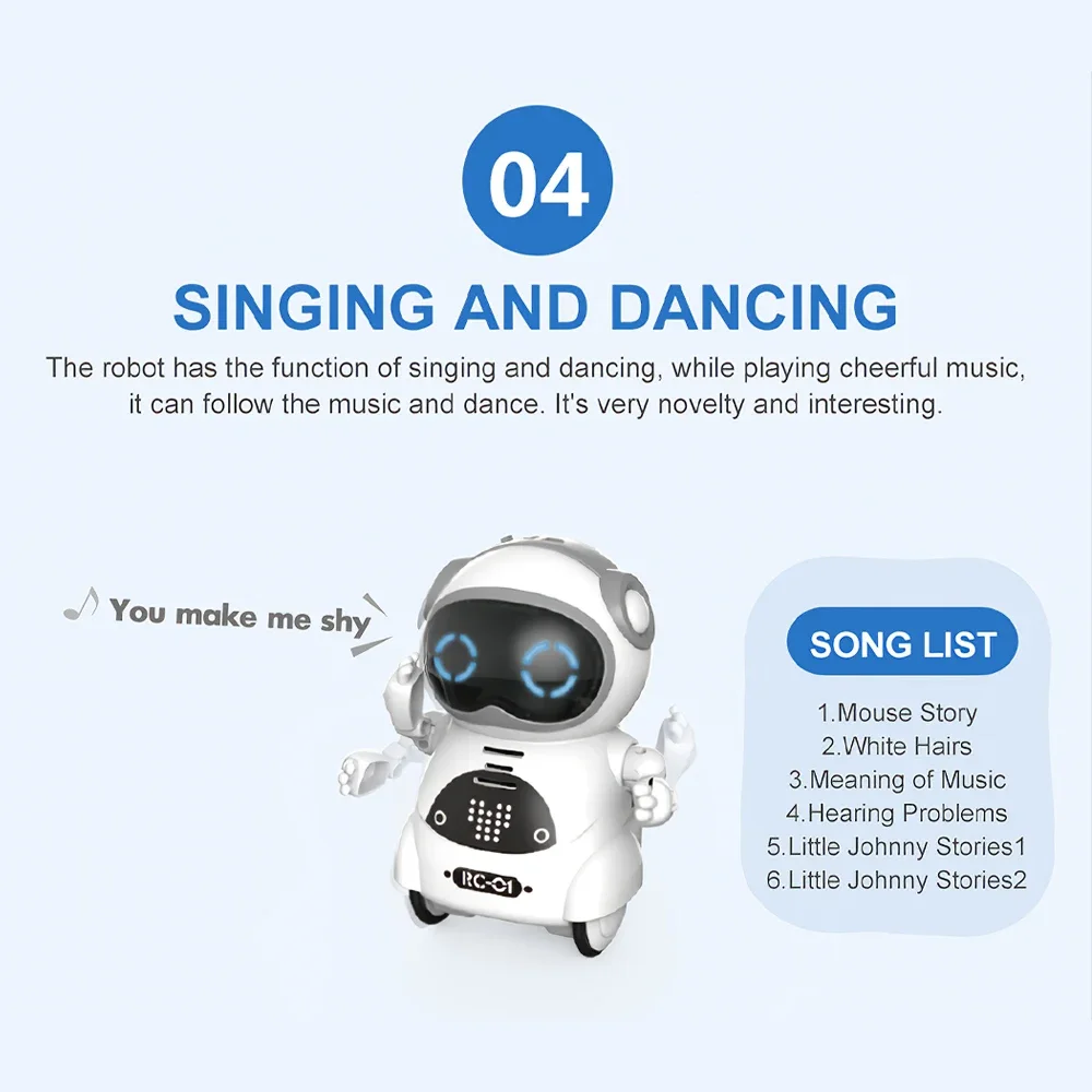 Remote Control Robot Toy Pocket Robot Talking Interactive Dialogue Voice Recognition Record Singing Dancing Telling Story for Kid
