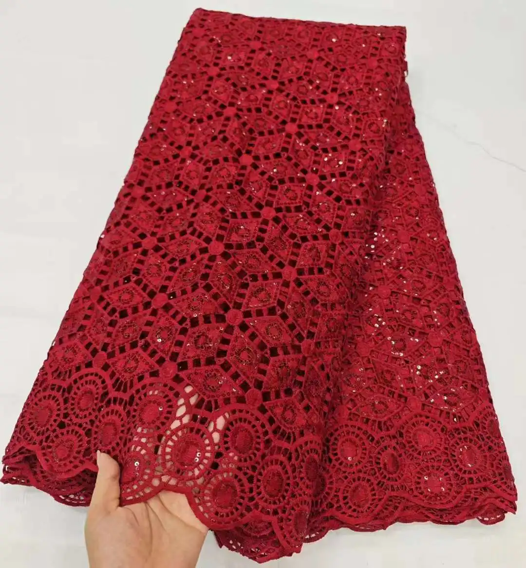 High Quality French Sewing Material African Guipure Lace Cord Fabric Nigeria Water Soluble Wedding Bridal Women Dress