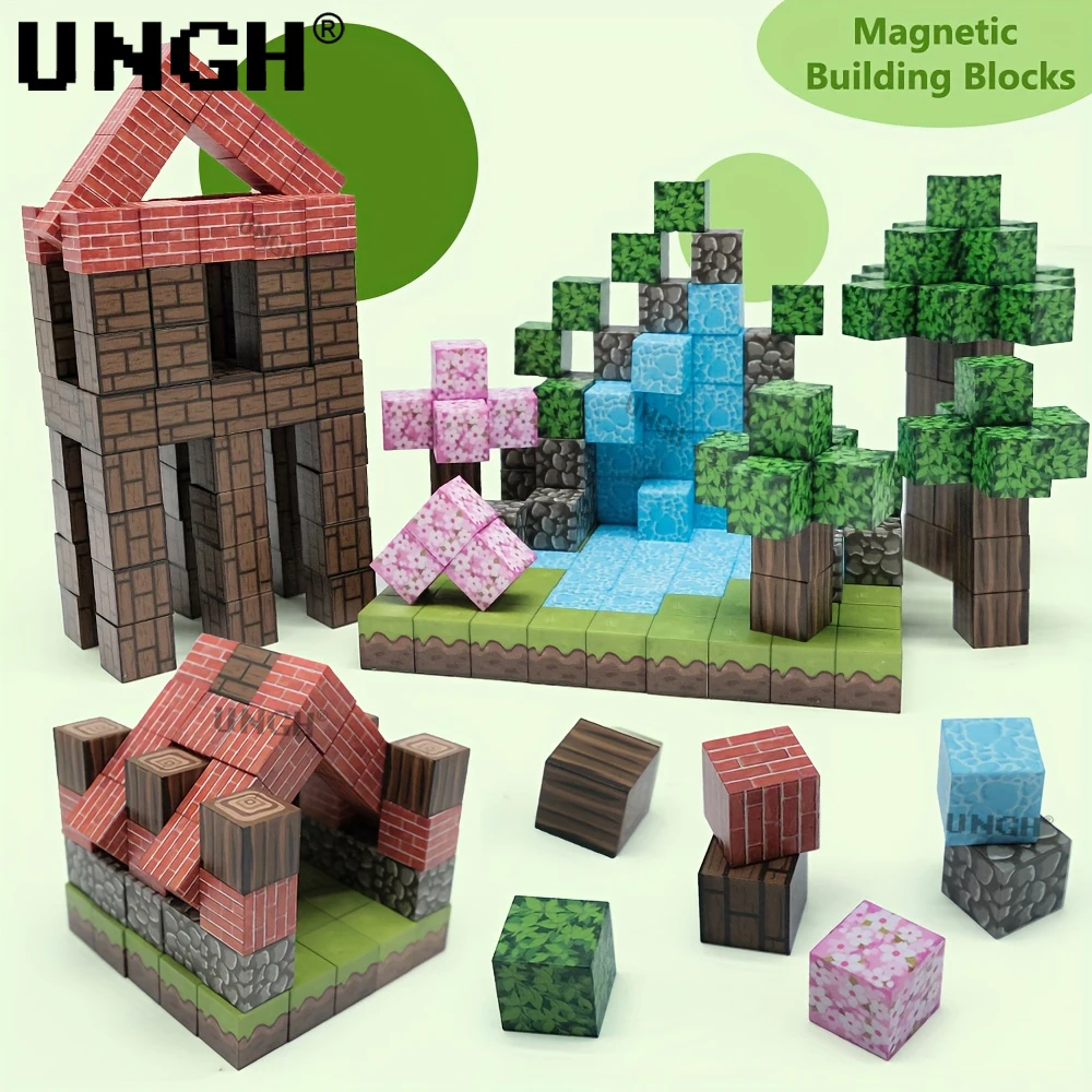 UNGH 50-200PCS Magnetic Block Building Block Magnet Puzzle Toy Building Set STEM Construction DIY Educational Toy Gifts
