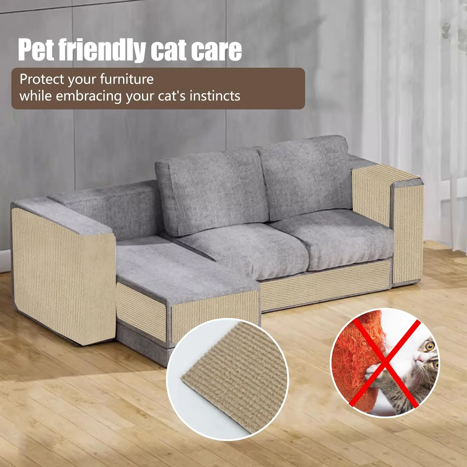 Title 7, Wall Anti Cat Scratch Sofa DIY Cats Scratch Boa...