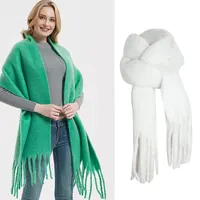 Solid Thickened Large Scarf Girls Winter New Korean Sle Winter Student All-Match Shawl Scarf White Women 2