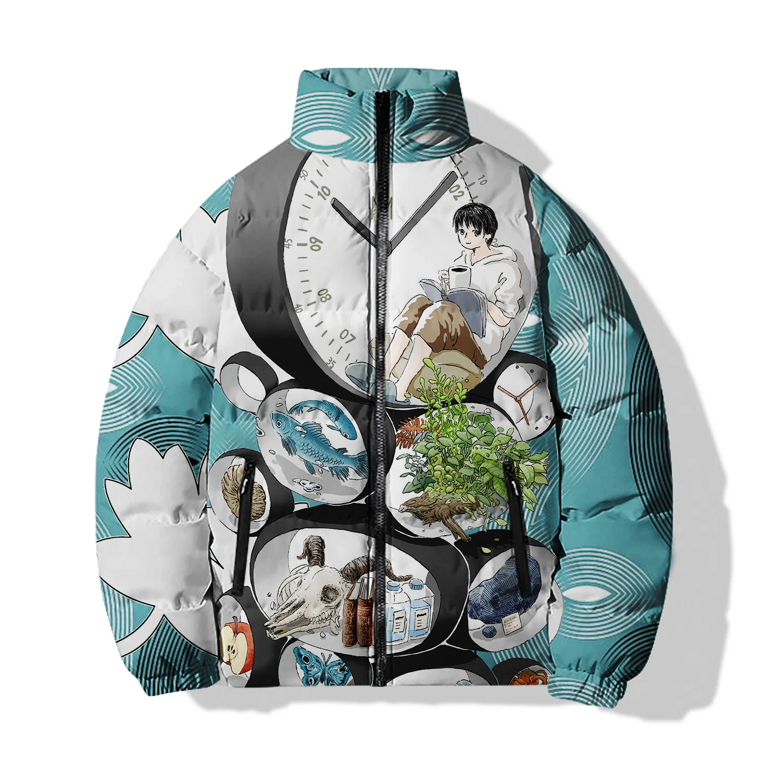 thumbnail image 1 of Tops de invierno para hombre Abrigo para hombre Estampado de ballena Ropa holgada de algodón Chaquetas con estampado de chica de pelo blanco con alas Abrigos Ropa, 1 of 5