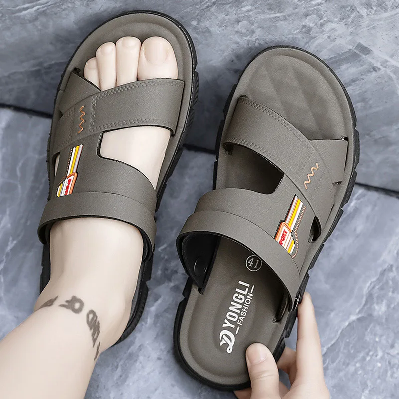 Summer Home Two Wear Slippers Beach Shoes Outdoor Flip-flops Imitation Leather Sandals