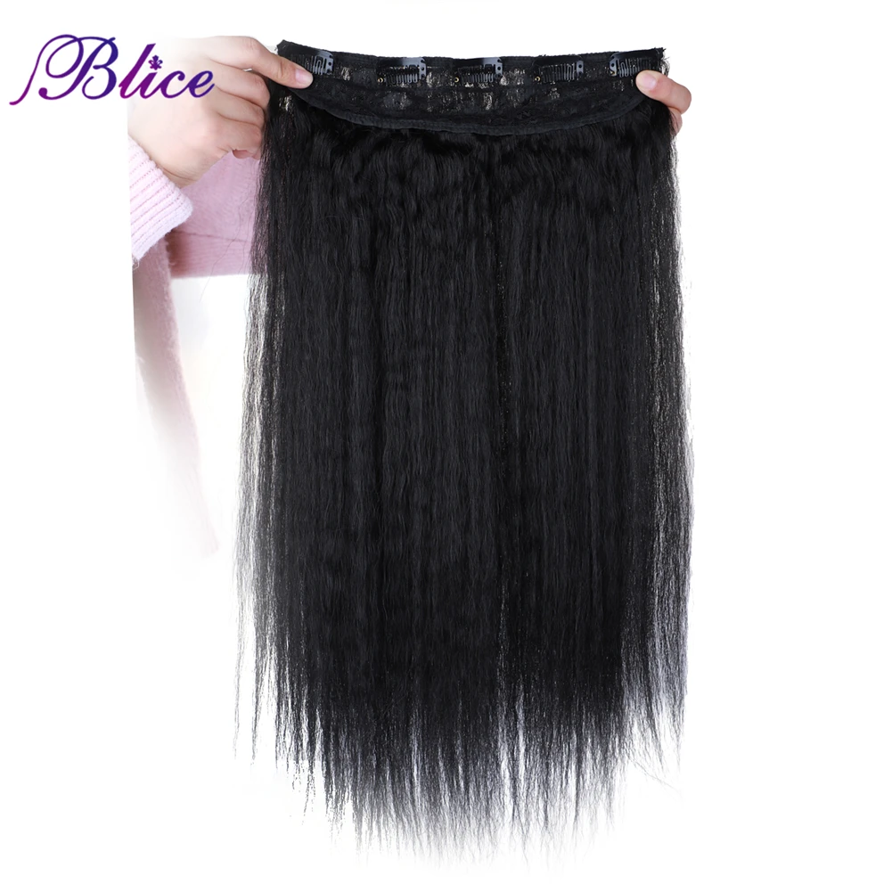 Blice Synthetic Yaki Straight Clip-in Hair Pieces Cute Accessories Kanekalon Hair Extensions Pure Color 18-24inch For Women