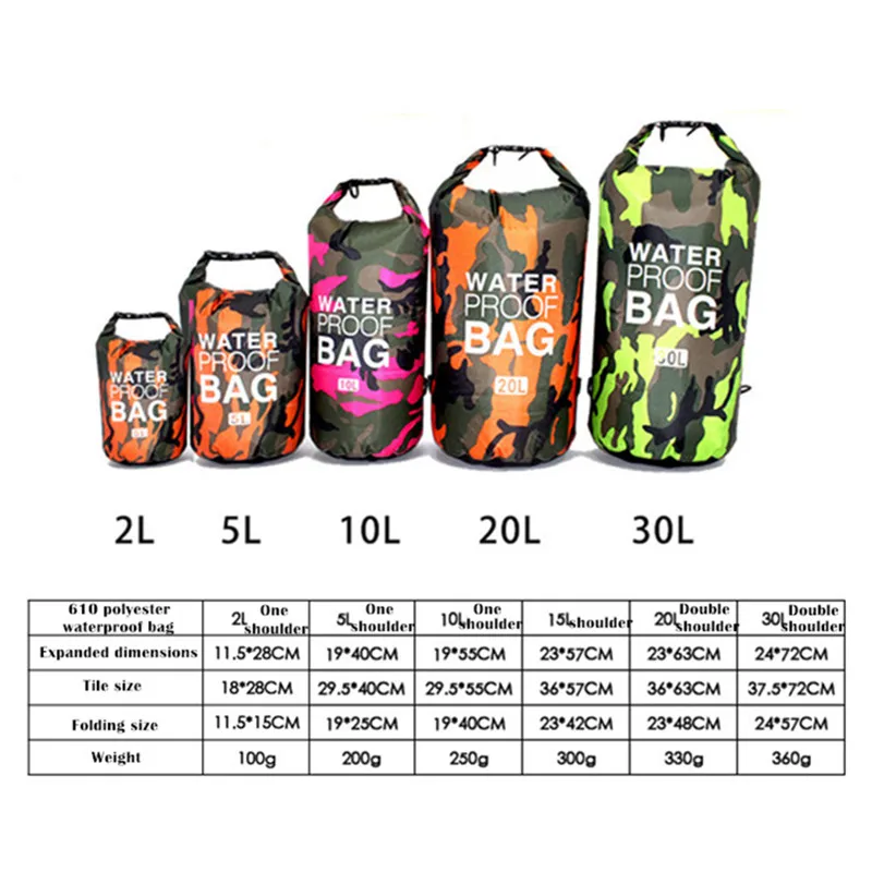 Women&rsquo;s Waterproof Sports Bag Swimming Accessories Camping Equipment 20l 30 Liters Dry River Trekking Shoulder Backpack Men&rsquo;s waterproof dry bag
