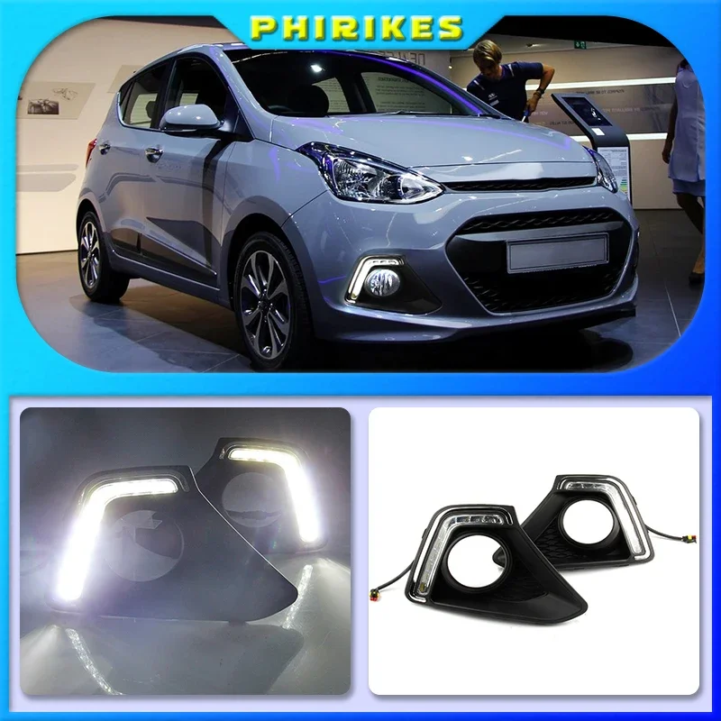 

2 шт., Автомобильные дневные фонари, противотуманные фары, белые для Hyundai I10 2013-2014, дневные фонари