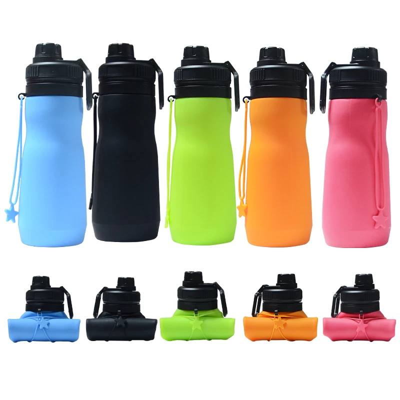 

750ML Collapsible Water Bottle, Reuseable BPA Free Silicone Foldable Bottles Portable Hiking Cup For Outdoor Mountaineering Tour
