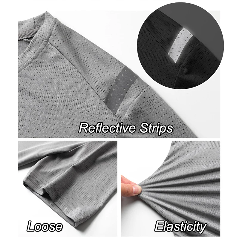 CHRLCK الرجال تشغيل التجفيف السريع تي شيرت تنفس ال...