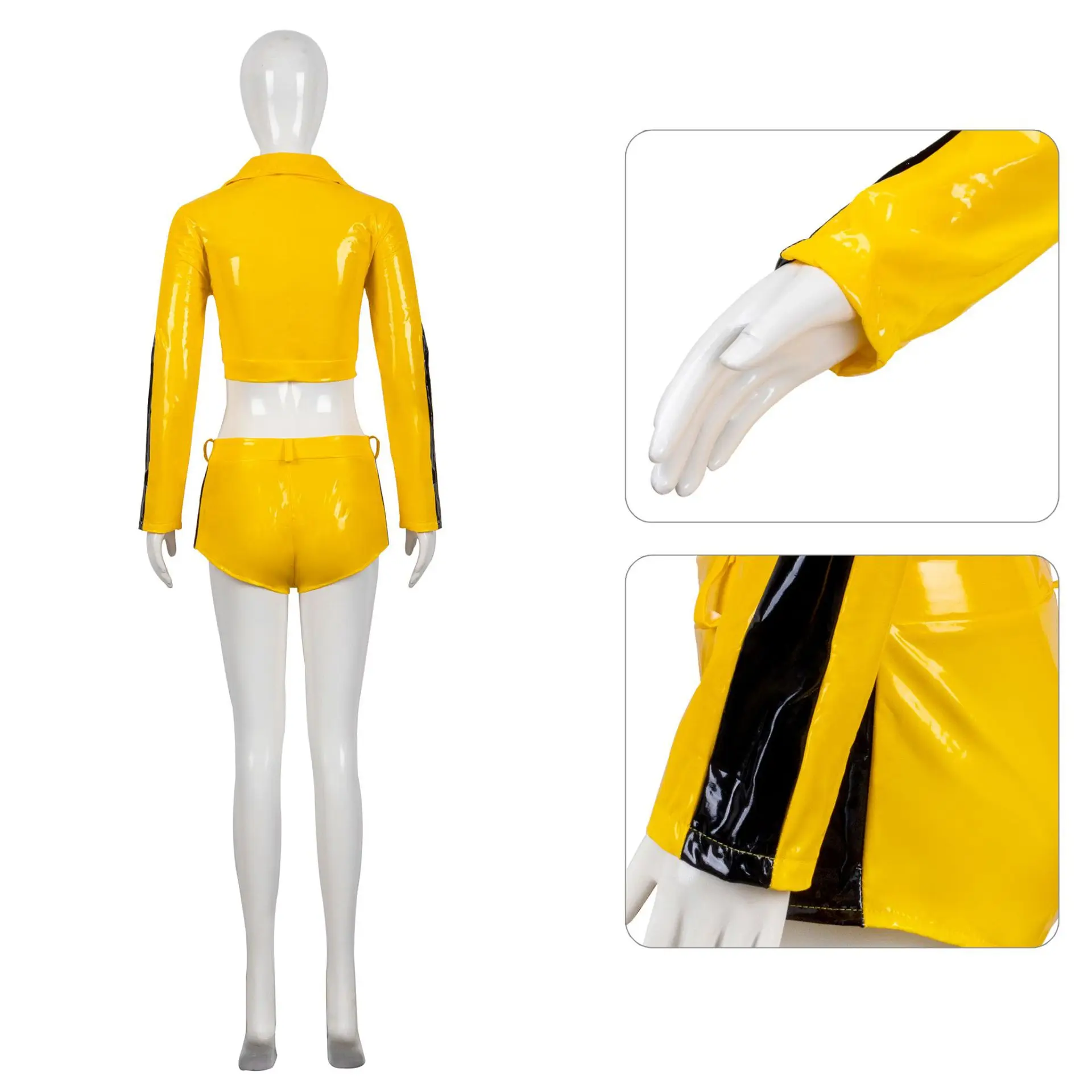 Kill Bill: The Bride | Yellow Jumpsuit Cosplay Costume 26 Kill Bill The Bride Yellow Jumpsuit and Leather Jacket Cosplay Costume