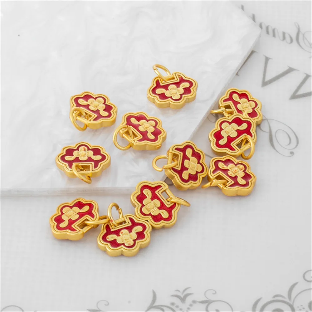 

18k gold package, color retaining, matte gold, oil dripping, Ruyi pendant 9 * 10mm pendant diy bracelet necklace pendant earring