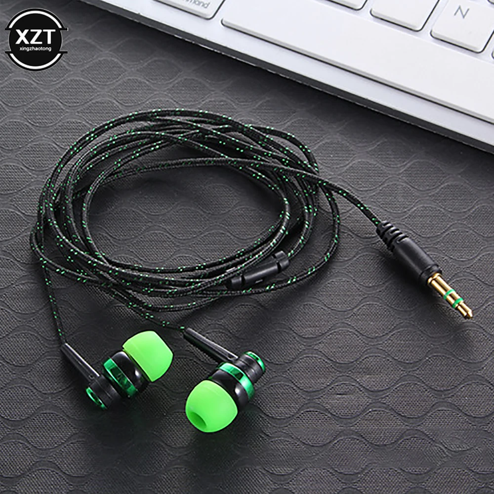 Stereo Wired In-Ear Earphones with Nylon Weave Cable and Built-In Mic