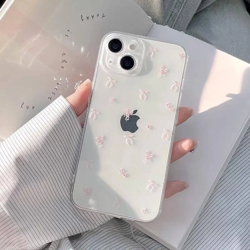 Colorful Bow Transparent Shockproof TPU Phone Case