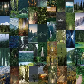 안개 낀 숲 풍경 스티커, 방수 장식, 스크랩북 라벨, 일기 문구, 휴대폰 수하물 선물, 장난감 데칼, 62 개 상품 이미지