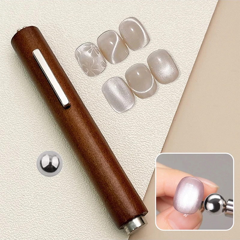 3-in-1 다기능 마그네틱 캣츠아이 네일 마그넷 스틱 (자석 비즈 포함) 강력 젤 폴리쉬 마그넷 펜 실린더 마그넷