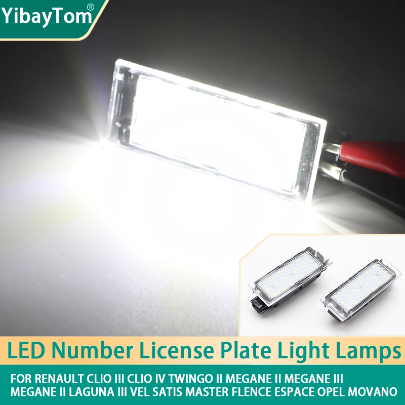 

Canbus Rear License Plate Tag Light LED White For Renault Clio Twingo Megane Laguna Vel Satis Master Flence Espace Opel Movano