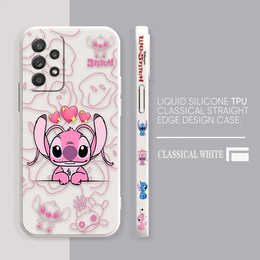 thumbnail image 1 of Case For Samsung Galaxy A91 A73 A72 A71 A53 A52 A51 A42 A33 AO3S 4G 5G Simple Liquid silicone Case Lilo And Stitch Angel Couple, 1 of 5