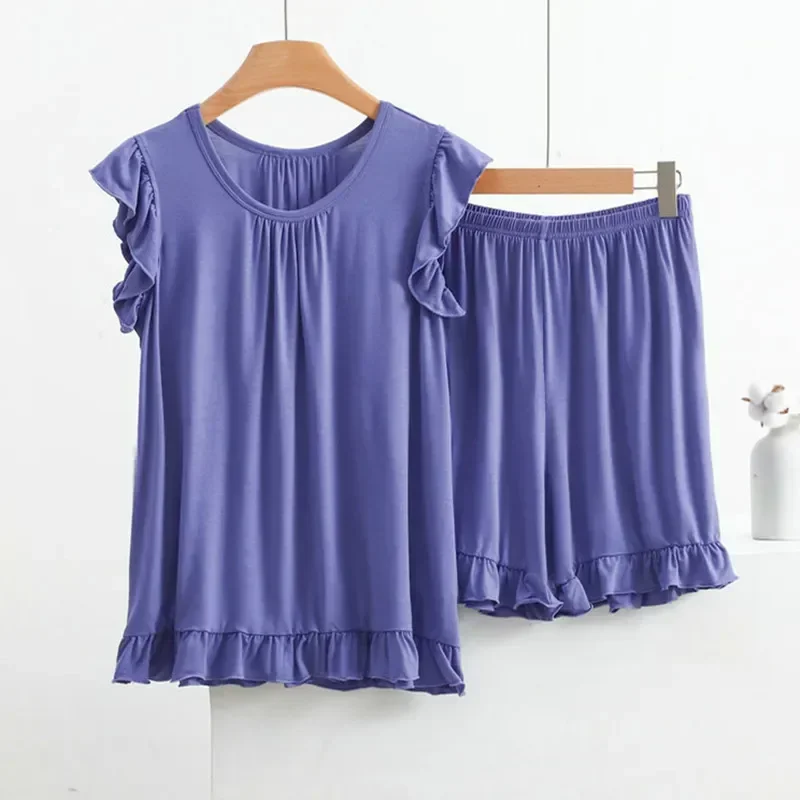 

Женские топы без рукавов, костюм для пижамы, комплект размера, женская одежда для сна, новая летняя одежда для сна, шорты, пижамы из модала