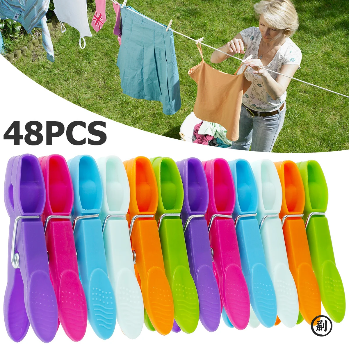 Clothes Pegs for Washing Line Strong Grip Soft Plastic Clothes Clips Home Laundry Windproof 48Pcs