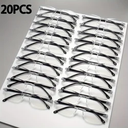 Vintage Style Rimless Reading Glasses - Rectangular Frame, Blue Light Blocking, Anti - Fatigue, Unisex, Lightweight - 14 - Pack - +400 (20PCS)
