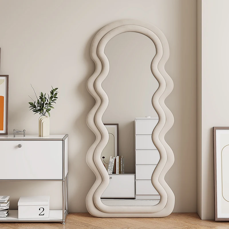 

Standing Vanity Wavy Mirror Living Room Aesthetic Full Body Mirror Large Bedroom Nordic Specchio Grande Da Terra Home Decor