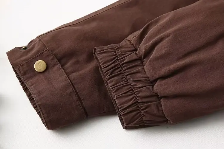Women's Parkas Jacket Cargo Outwear Long Sleeve Coat Solid inszartrafaf With Button Patchwork Pockets Casaco Feminino Inverno