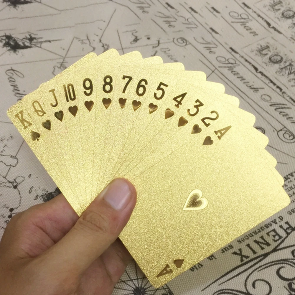 Gold Playing Cards Poker Game Deck Foil Pokers Pack Magic Cards Waterproof