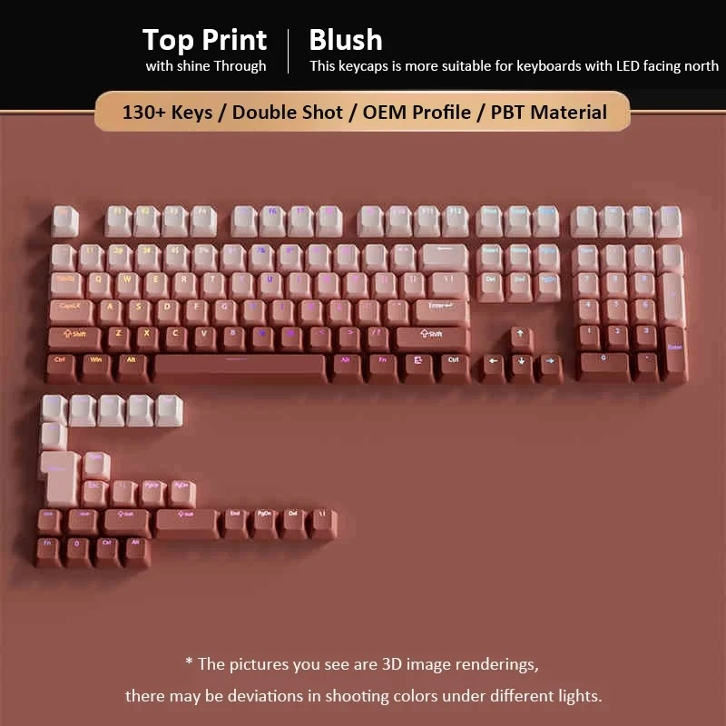 Lavender Top Print RGB Backlit OEM Profile PBT Double Shot Keycap Set (135 Keys)