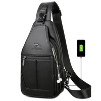 Sac à Bandoulière de Grande Capacité en Cuir PU pour Homme, Accessoire de Marque, avec Wild USB, à la Mode, de Haute Qualité 1