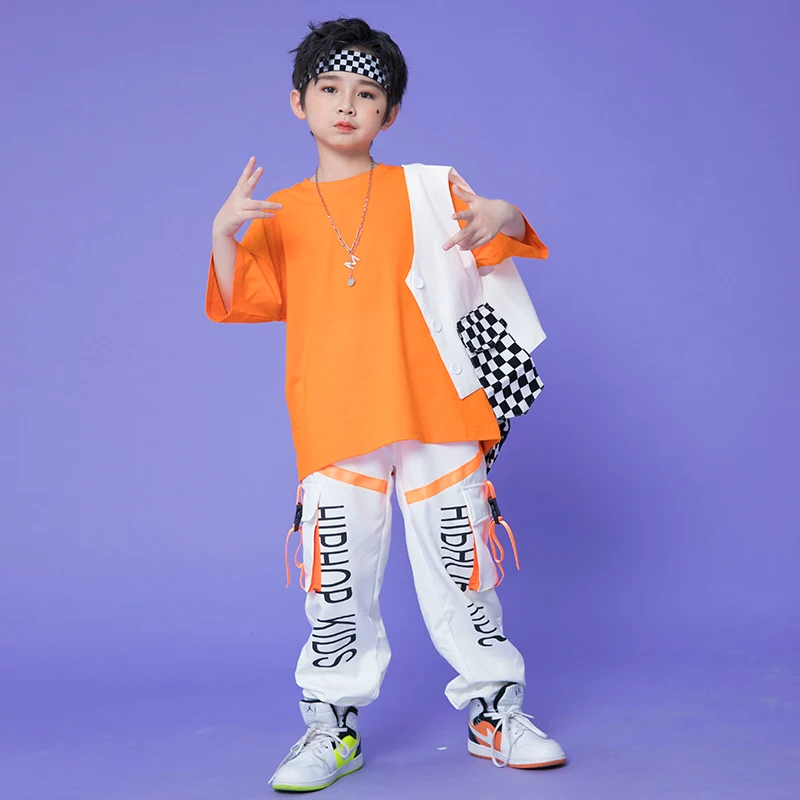 

2022 Jazz Modern Dance Clothing For Kids Children Loose Shirts Hiphop Pants Streetwear Ballroom Hip Hop Dance Clothes DQS9026