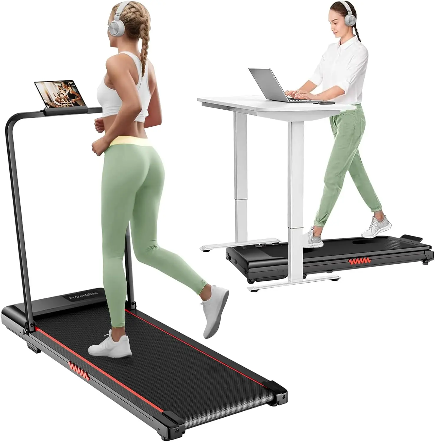 340 Lbs Small Treadmill For Apartment Walking Pad With Handle Bar