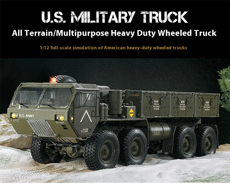 Hengguan Hg-P801 Full Scale 1:12 American Wheeled All Terrain Semi Alloy Heavy-Duty Truck Crossing And Climbing Military Truck 4
