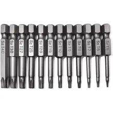 

Torx Screwdriver Bit Set Magnetic Security Tamper Proof Star 6 Point Screw Driver Kit 12PCS 1/4" Hex Shank T5-T40 50mm Length