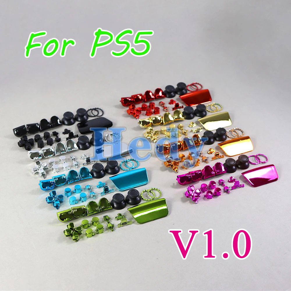 1Set Set Completo Di Pulsanti Cromati Per Ps5 V1 Maniglia Thumb Sticks Joystick Cap L1 R1 L2 R2 Pulsante D-Pad Per Controller Ps5
