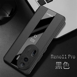 Stylish Luxury PU Leather Phone Case with Camera Protection and Soft Bumper for Oppo Reno 11 Pro 5G (Black)