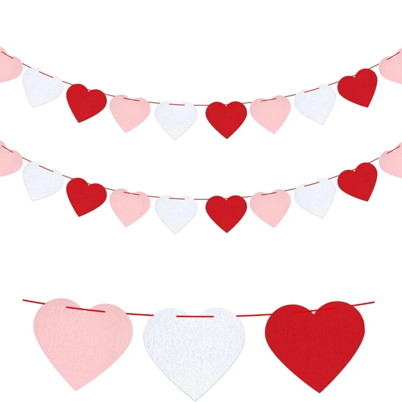 Rosso Rosa Bianco Feltro Love Heart Wedding Banner Addio Al Nubilato Fidanzamento Di San Valentino Annivergoze Heart Streamer Decorazioni