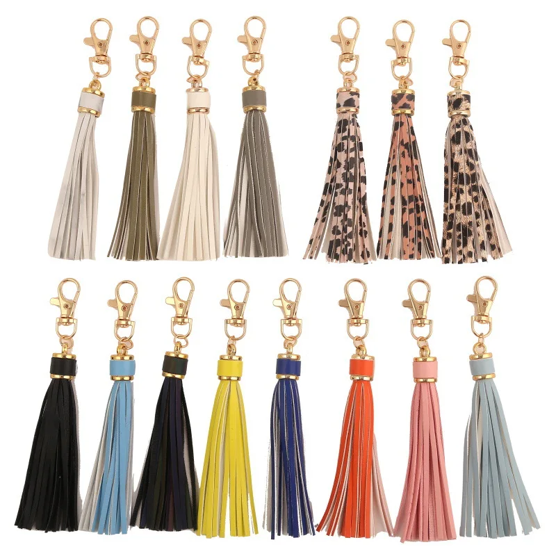 

1PC Charms PU Leather Tassel Fringe Keychains Pendant Car Handbag Keyring Backpack Accessories For Mom Gift 2022