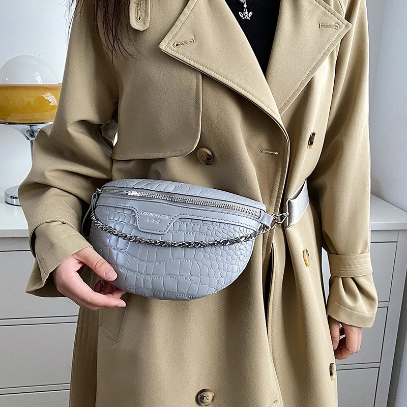 Lady Leather Waist Bag Fanny Pack Luxury Mini Fashion Shoulder Crossbody  Chain