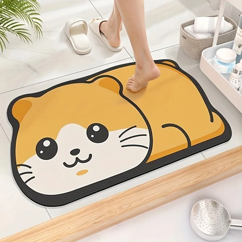 Home Clean Diatom Super Absorbent Bathroom Mat Cartoon Non-Slip Mud Toilet Pad Quick-Drying Bath Mat Floor