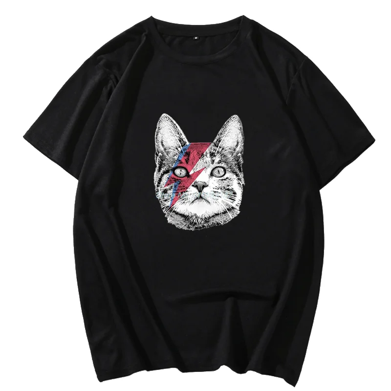 

Stardust Cat Unisex Black & White T-Shirt graphic t shirts short sleeve t-shirts Harajuku Streetwear Summer O-neck Men clothing