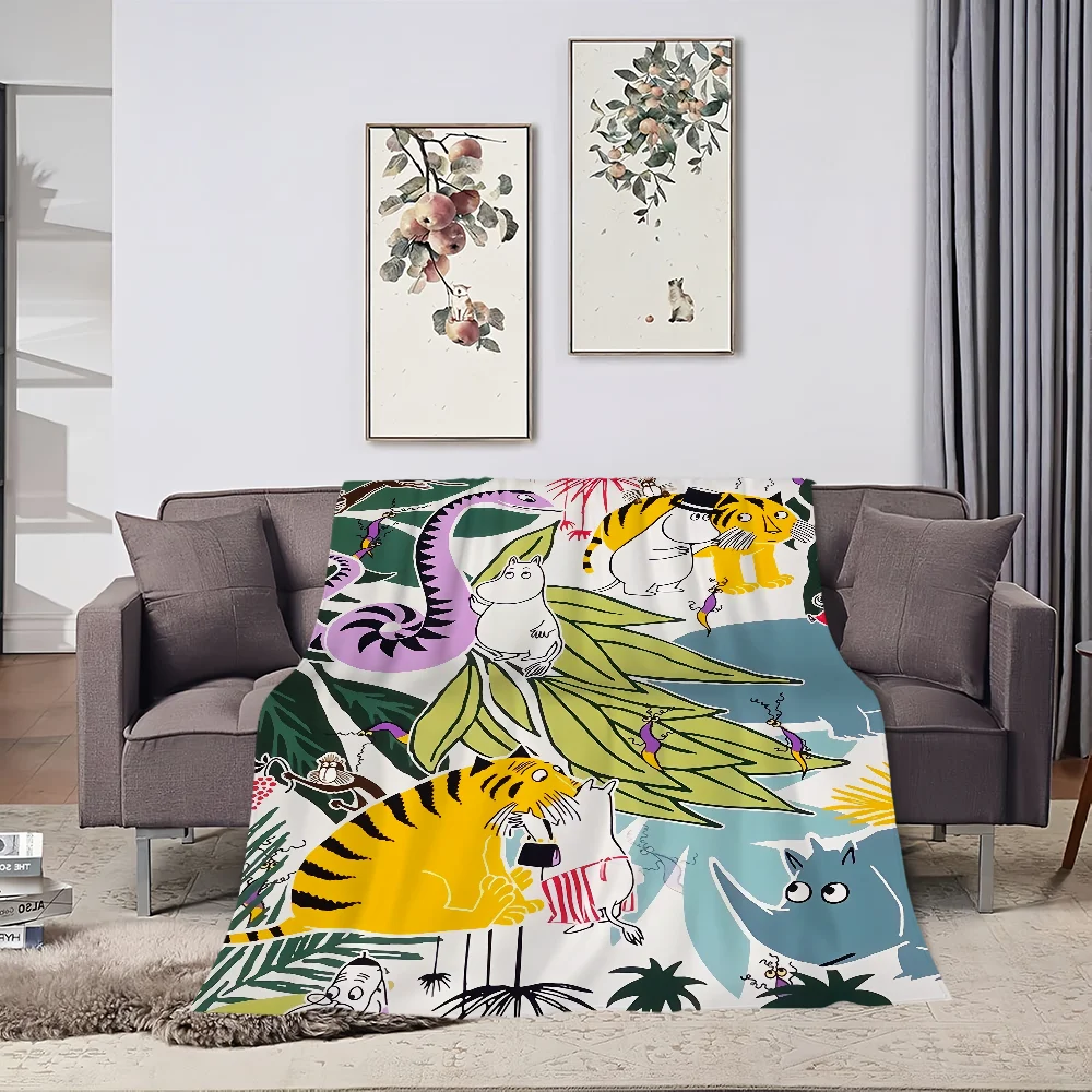Cartoon Cute M-Moomins-Hippo Blanket Plush Nap Sofa rug for Living Room Warm Office Bedroom Birthday Home Travel Kid Gifts 5