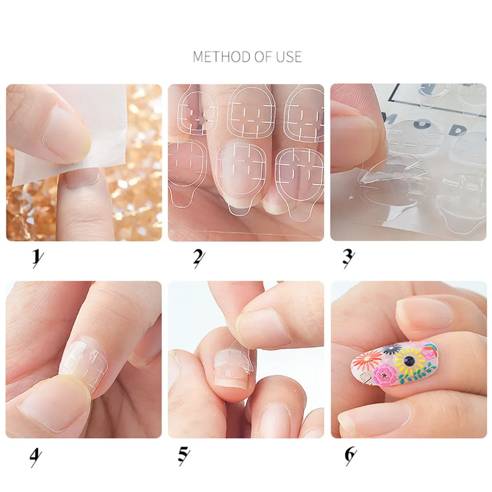 288pcs (12 Sheets)  Double Side Glue Nail Sticker for Press on Nail Adhesive Tabs Waterproof Breathable Glue Tabs Transparent 4