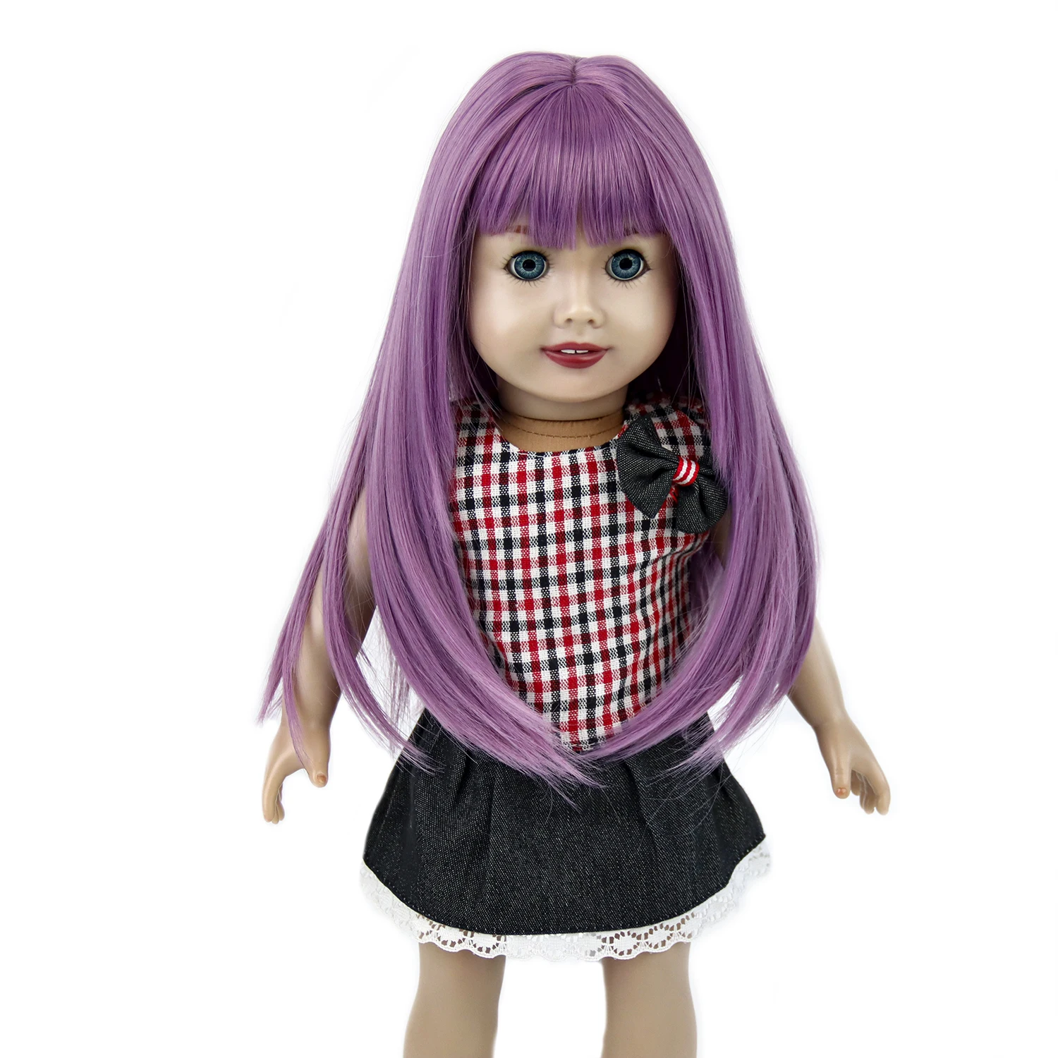 

New 26-28CM Head Doll Wigs Fit for 18'' American Doll DIY Hair Long Straight Purple High Temperature Fiber Synthetic Wigs