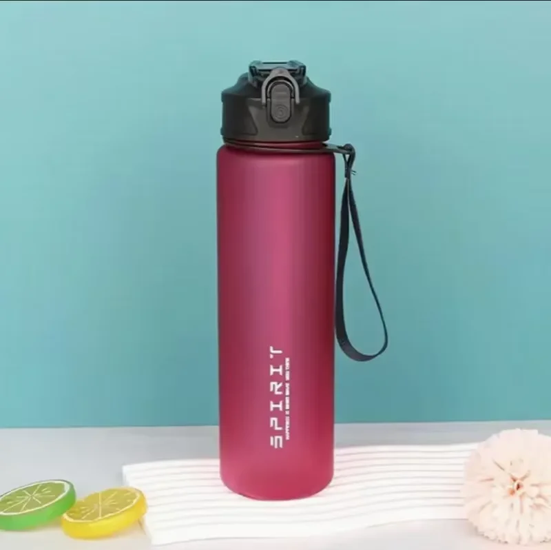 Time-Tracking Leak-Proof Sports Water Bottle with Locking Flip Cover