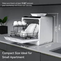 Hermitlux Countertop Dishwasher, 5 Washing Programs Portable Dishwasher With 5-Liter Built-in Water Tank, No Hookup Needed 2