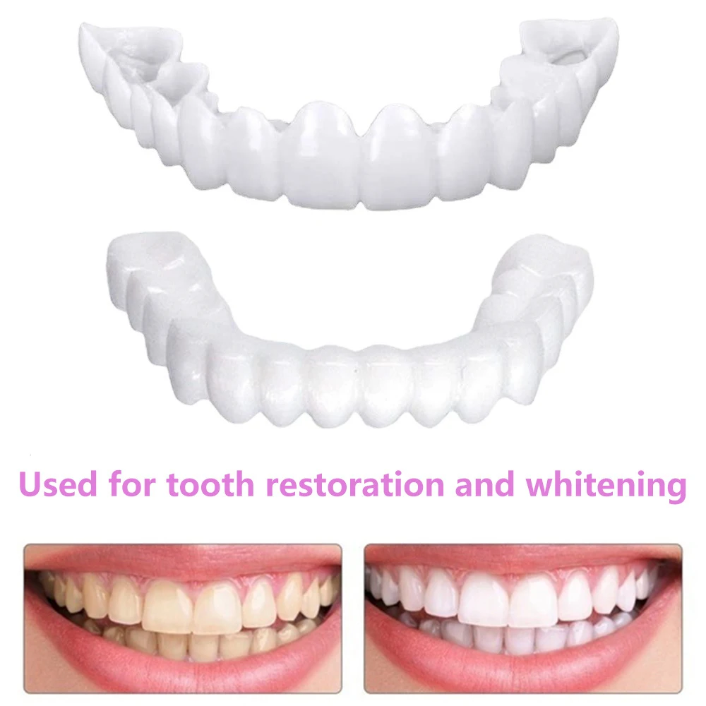 

Silicone Whitening Teeth Cover Smile Veneers Teeth Beauty Tool Cosmetic Teeth Braces Simulation Denture Upper Lower Teeth Set