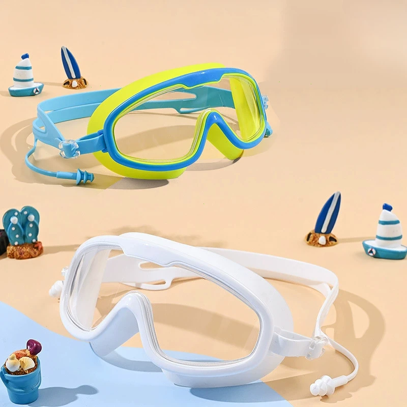 Waterproof children's anti-fog UV swimming goggles outdoor Large frame suitable for children aged 8-13