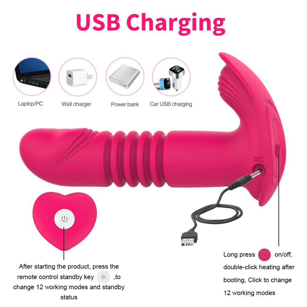 Pênis Realístico Grande Vibrador Telescópico Vai e Vem Wireless