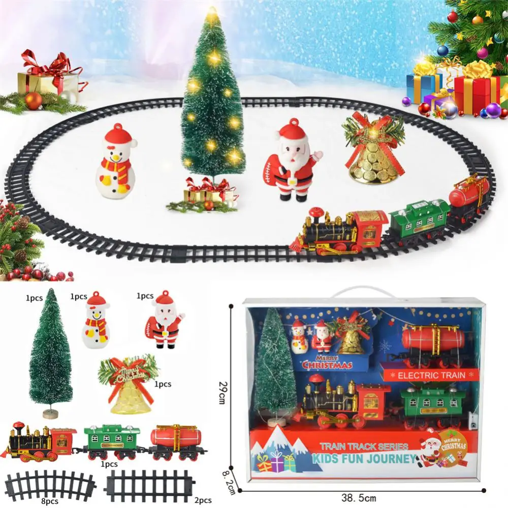 

1 Set Christmas Rail Car Battery Powered Tracks Toys Electric Train Set Birthday Gift For 3 Years Old And Above Burr-free