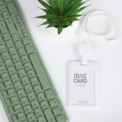 Retractable Adjustable Card Holder Pendant with Removable Reel (White)