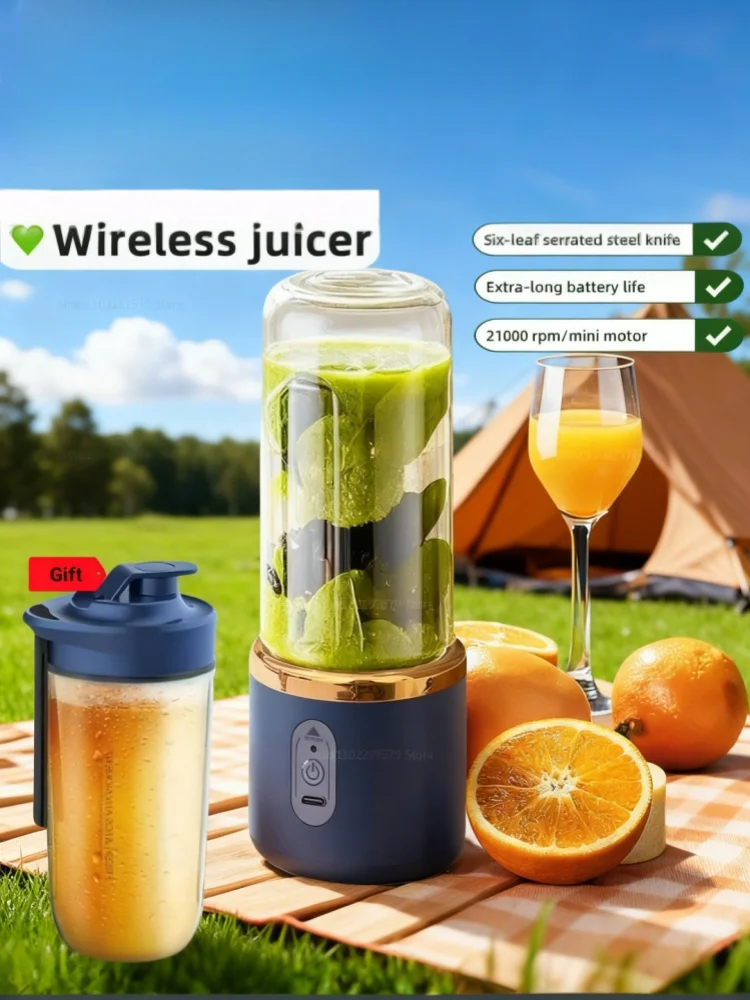 2 Cup Electric Fruit Juicer Blender Juice Mixer Wireless Portable Household USB Charging 6 Blade With Cup Portable Juice Juicer